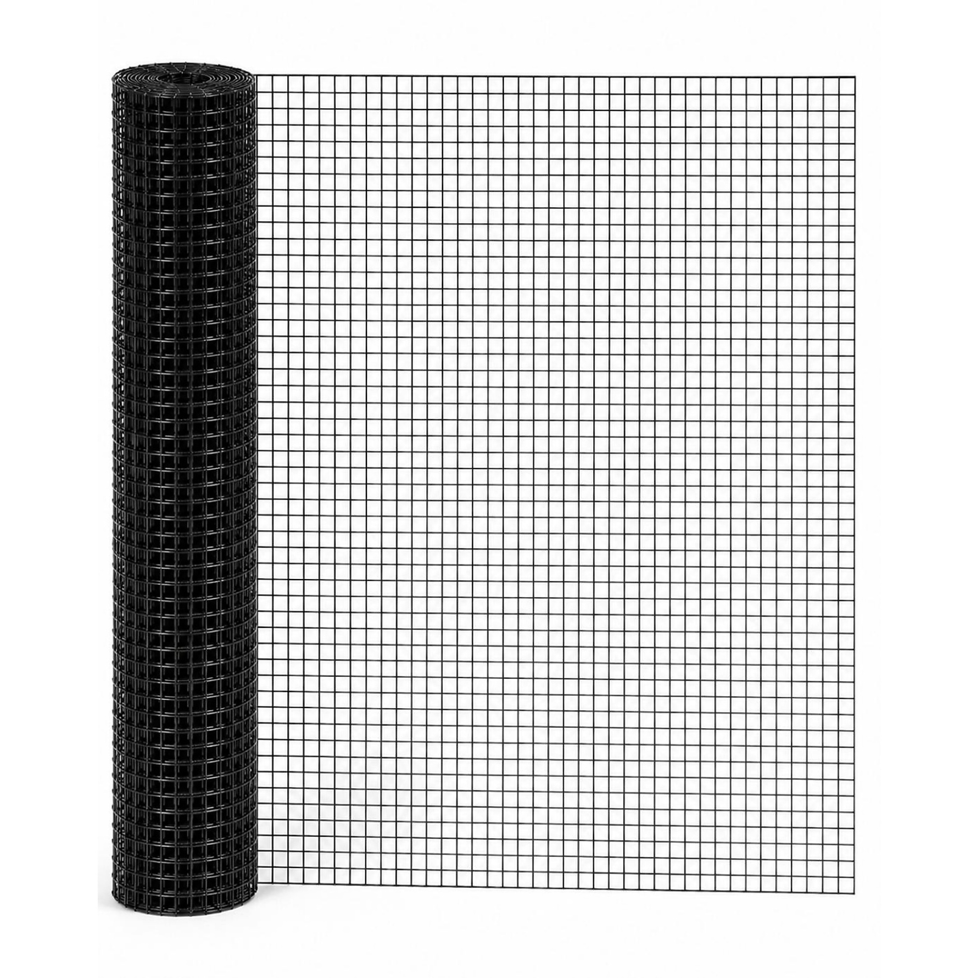 24 in. x 100 ft. 19-Gauge Animal-Safe Black Vinyl Coated Poultry Fencing with High Corrosion Resistance, 1/2 Grid